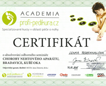 Lenja - certifikát choroby nehtového aparátu